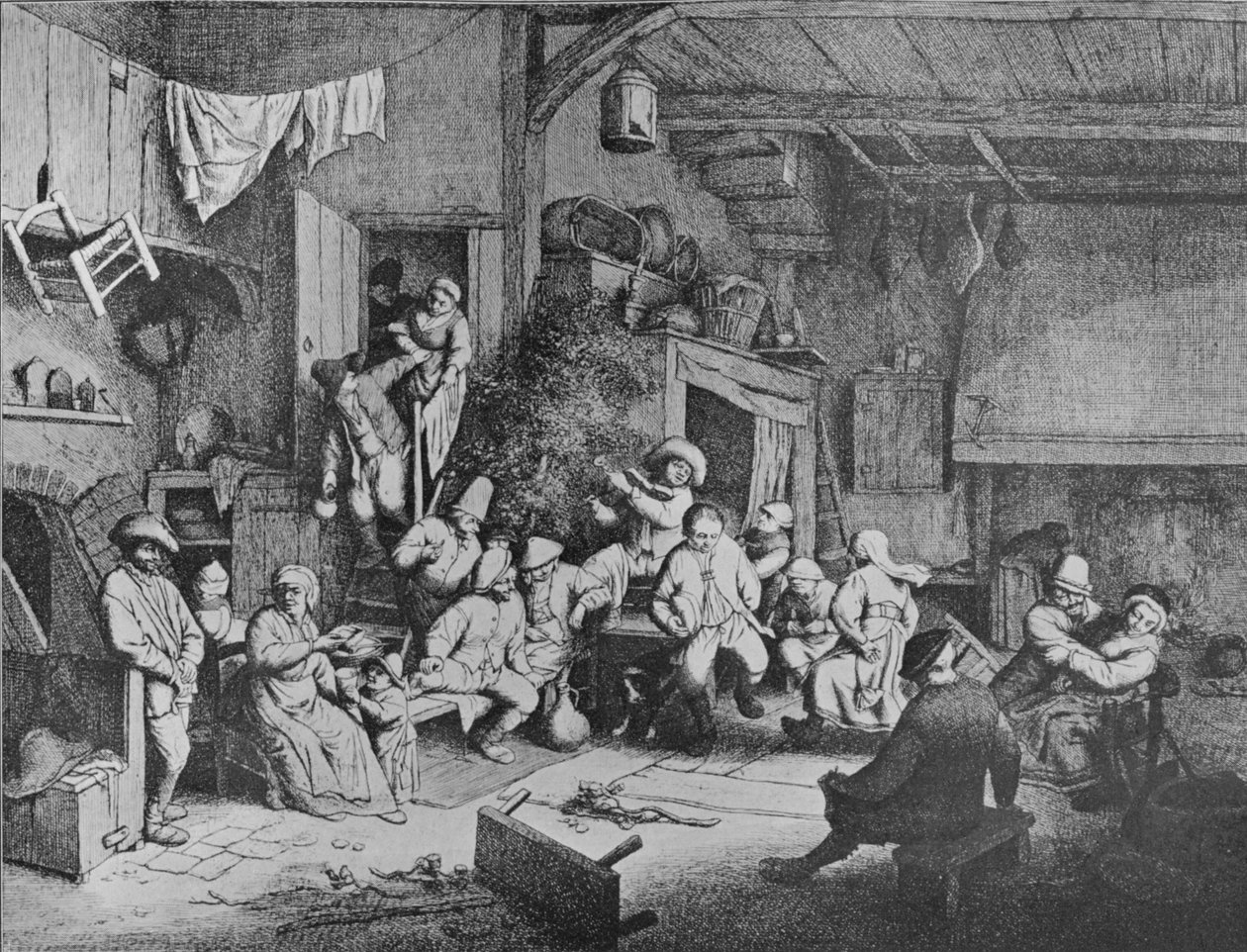 Dança em uma taberna, 1652 de Adriaen Jansz. van Ostade