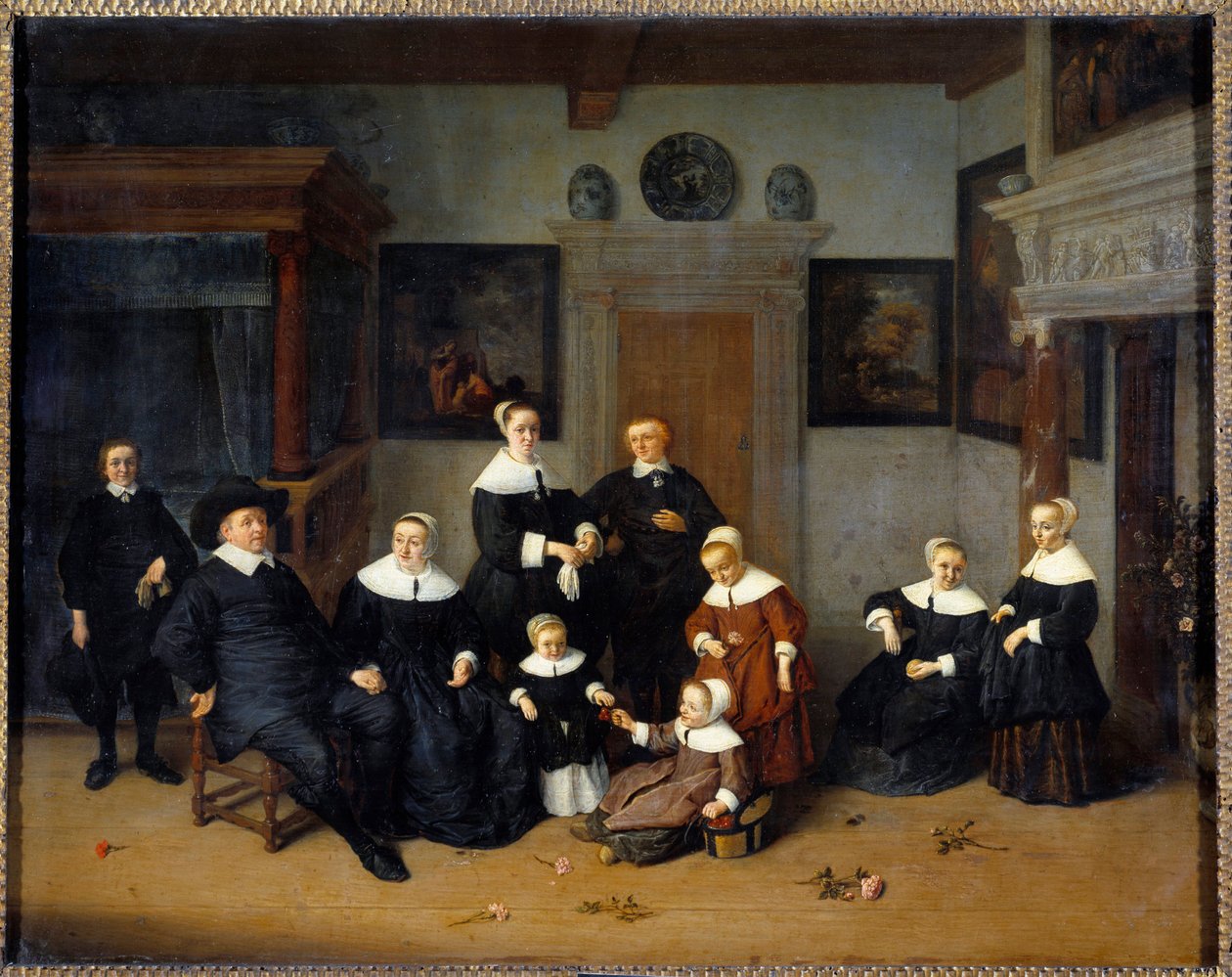 Pintura de Retrato de Família de Adrien Van Ostade (1610-1685) (ec.holl.) 1654 Sol. 0,7x0,88 m - Retrato de Família. Pintura de Adrien Van Ostade (1610-1685) (Escola Holandesa) 1654. 0,7 x 0, 88 m. Museu do Louvre, Paris de Adriaen Jansz. van Ostade