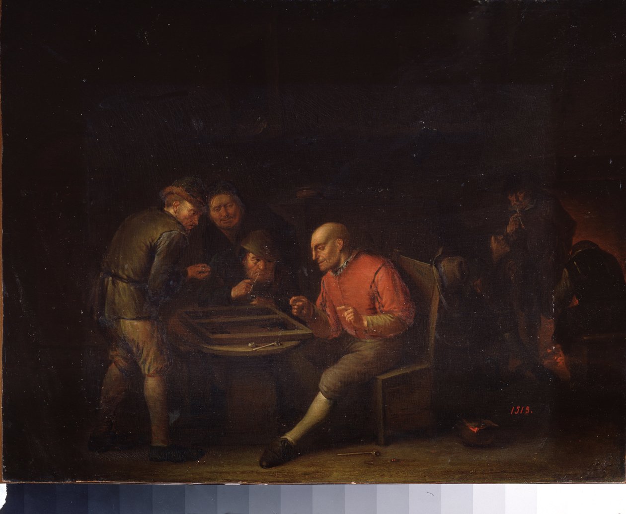Flemings a jogar dados. Pintura por Adriaen Jansz van Ostade (1610-1685). Escola holandesa. Óleo sobre tela. Museu do Palácio Gatchina, São Petersburgo. de Adriaen Jansz. van Ostade