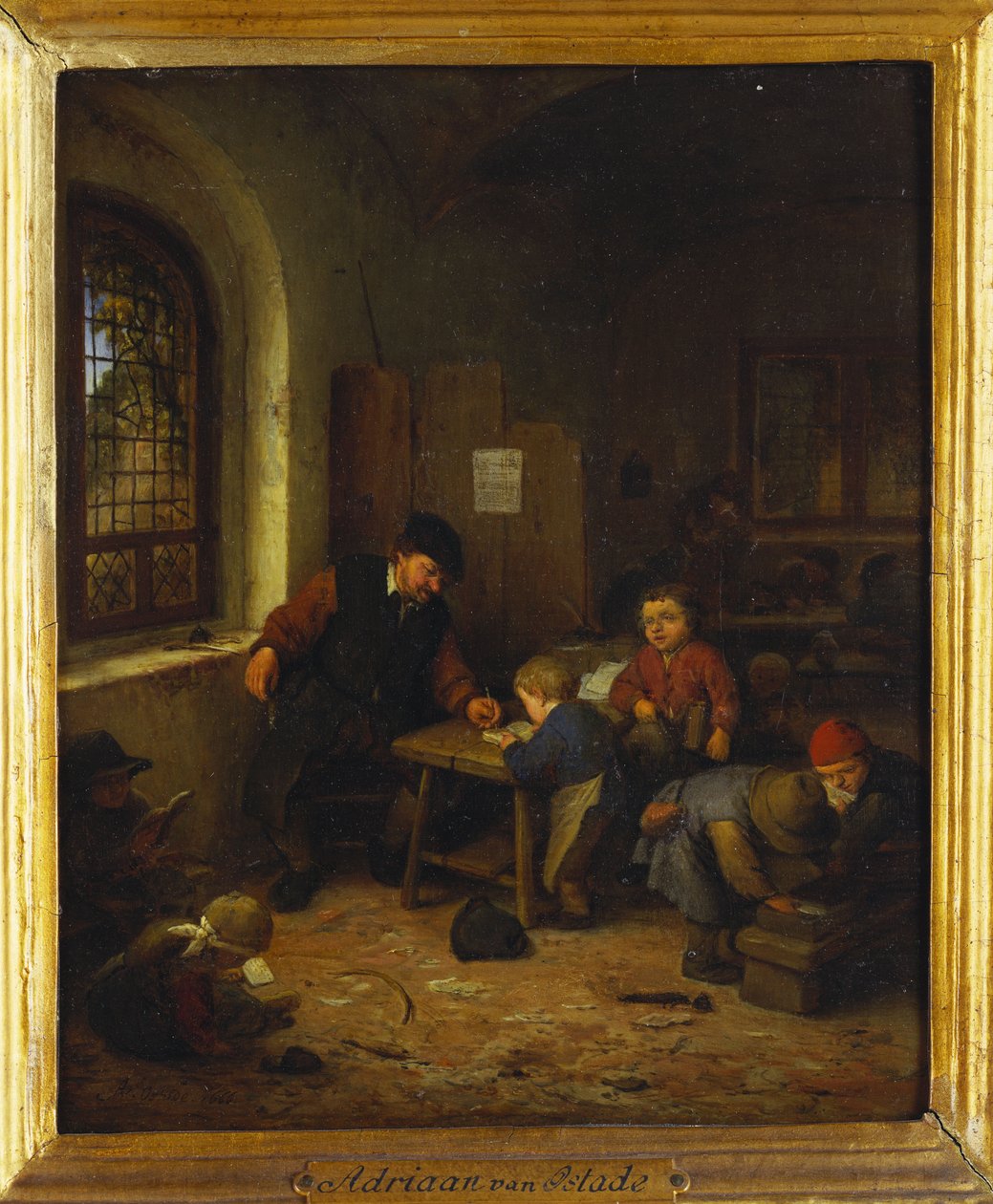 Interior de uma sala de aula, 1666 de Adriaen Jansz. van Ostade