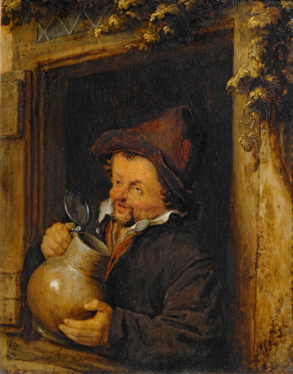 O bebedor na janela ... de Adriaen Jansz. van Ostade