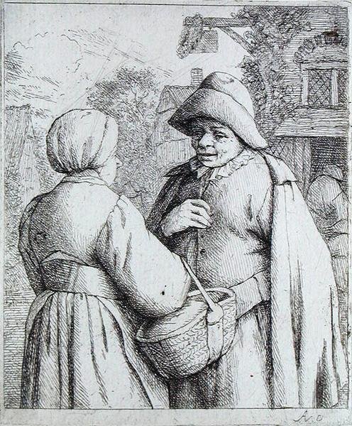 Homem e Mulher a conversar (gravação) de Adriaen Jansz. van Ostade