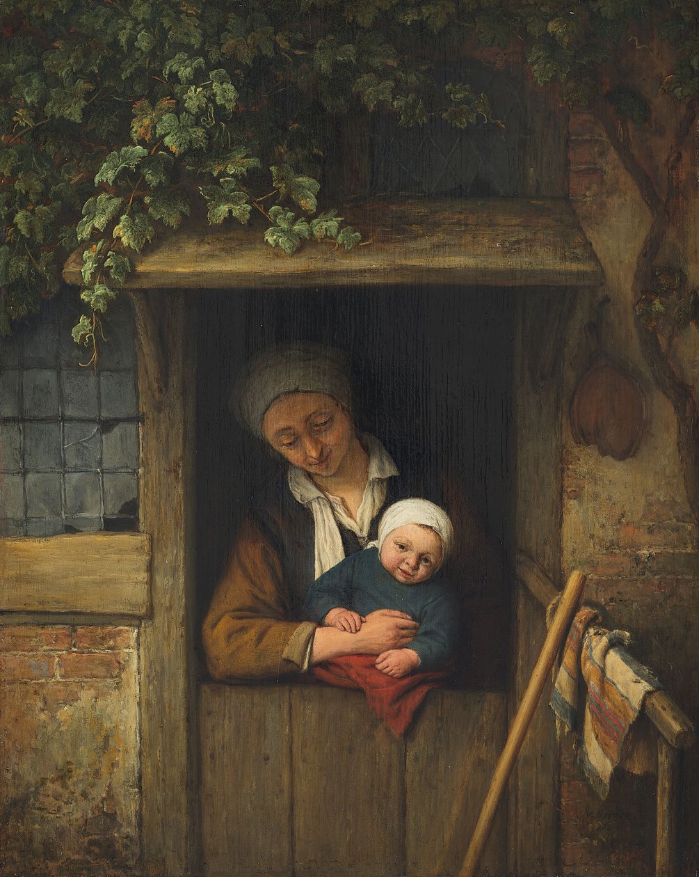 Mãe com filho à porta de Adriaen Jansz. van Ostade