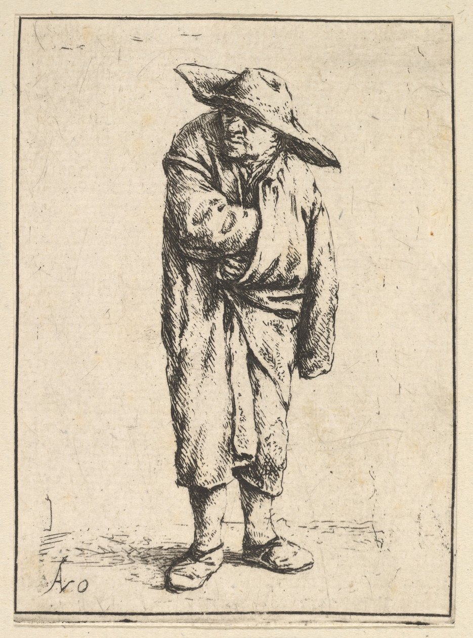 Camponês embrulhado em sua capa, 1610-85. de Adriaen Jansz. van Ostade