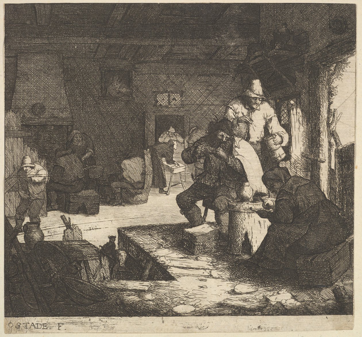 Fumantes na pousada, 1610-85. de Adriaen Jansz. van Ostade