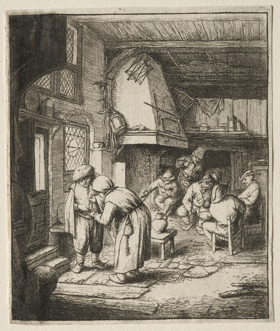 O camponês pagando sua dívida. de Adriaen Jansz. van Ostade