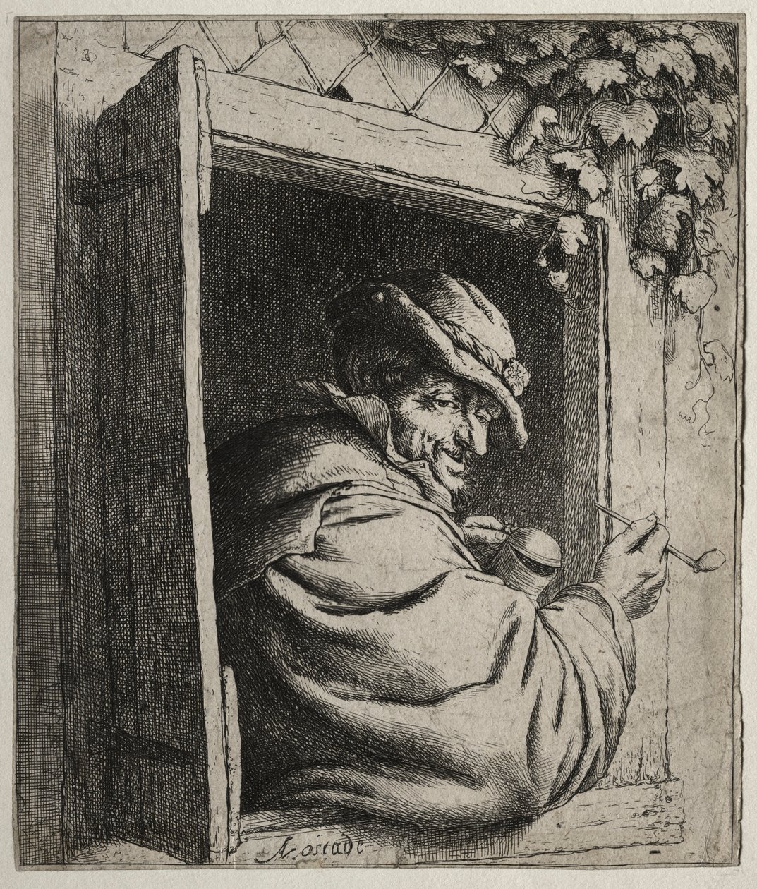 O fumante na janela. de Adriaen Jansz. van Ostade