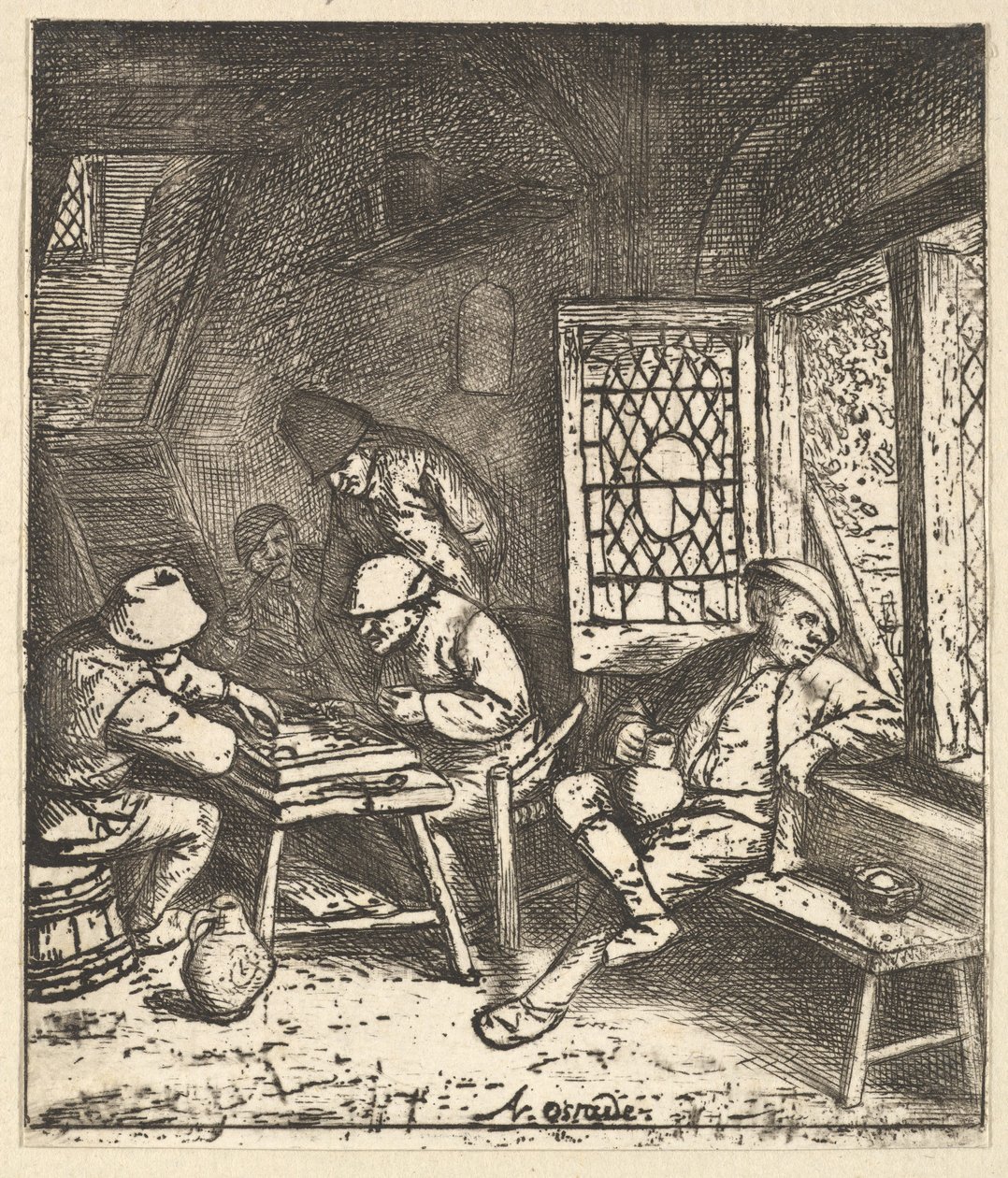 Jogadores de Tric Trac, 1610-85. de Adriaen Jansz. van Ostade