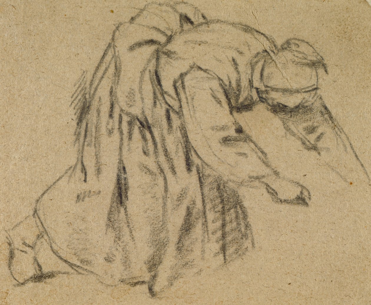 Mulher curvando-se, 1656 (giz no papel) de Adriaen Jansz. van Ostade