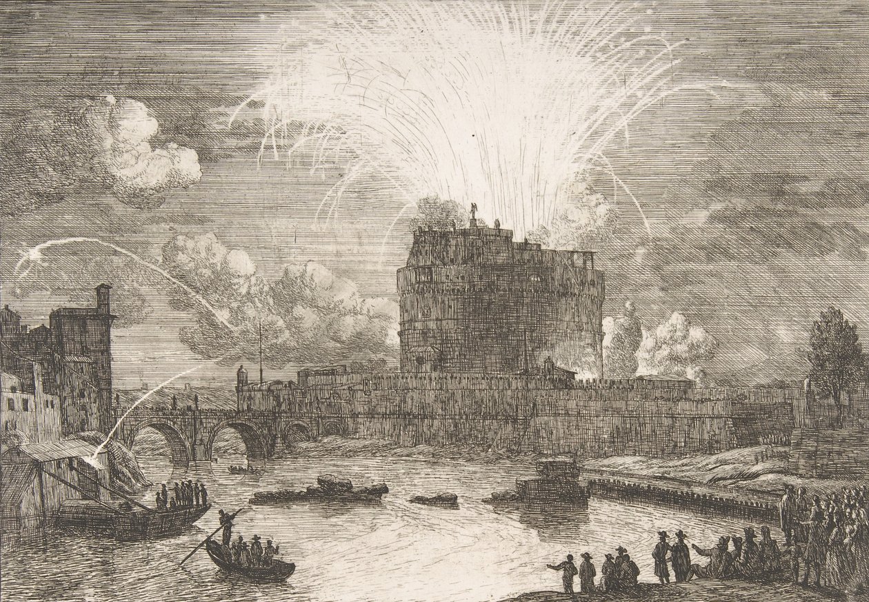 Fogos de artifício em Roma sobre o Castel Sant