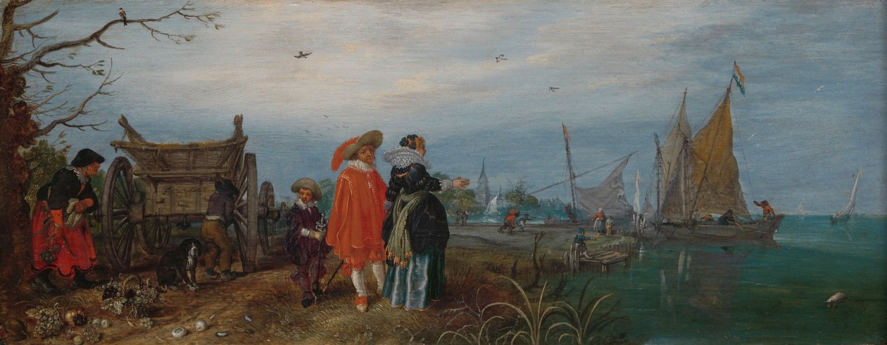 Outono (Conversação), 1625 (óleo no painel, h 14.6cm × w 37.2 de Adriaen Pietersz van de Venne