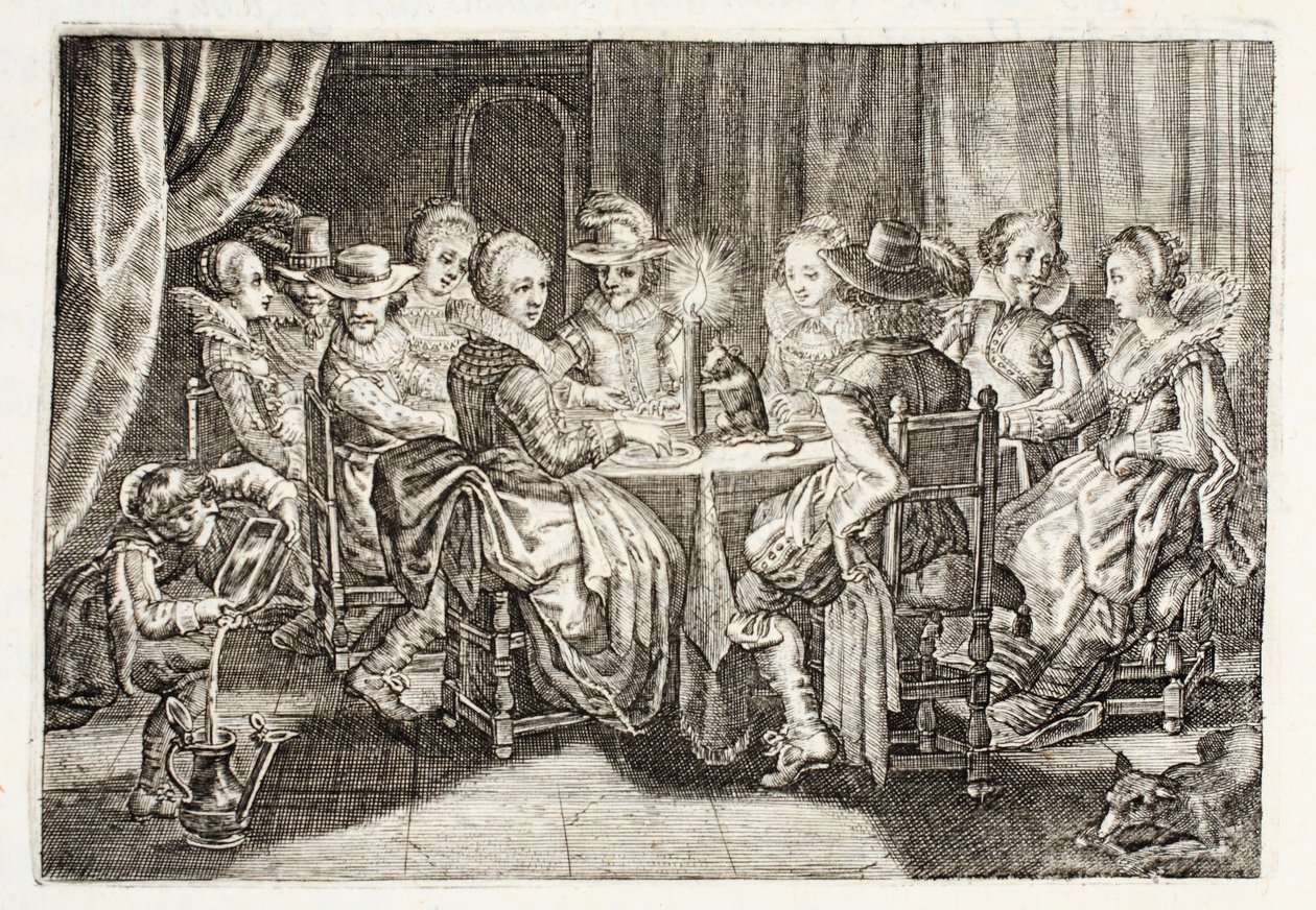 Hábito faz calos, ilustração de &39;Emblemata de Zinne-werk&39; por Johannes de Brune (1589-1658), Jan Jacobs Schipper, Amsterdã, 1661 de Adriaen Pietersz van de Venne