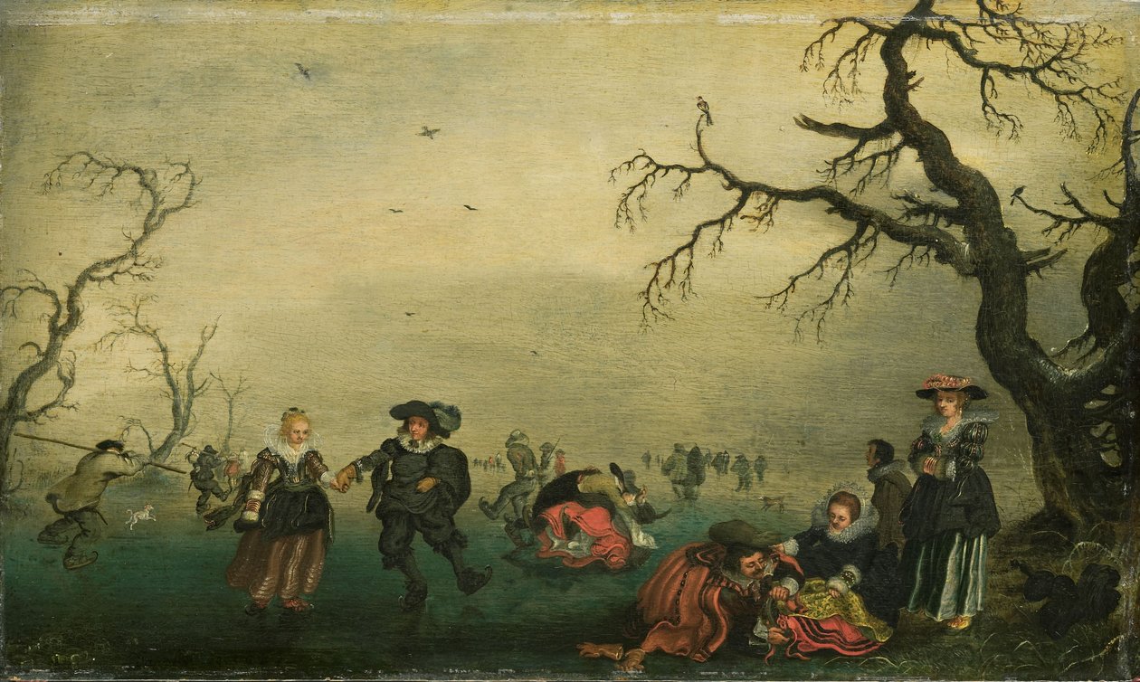 Patinadores de gelo de Adriaen Pietersz. van de Venne