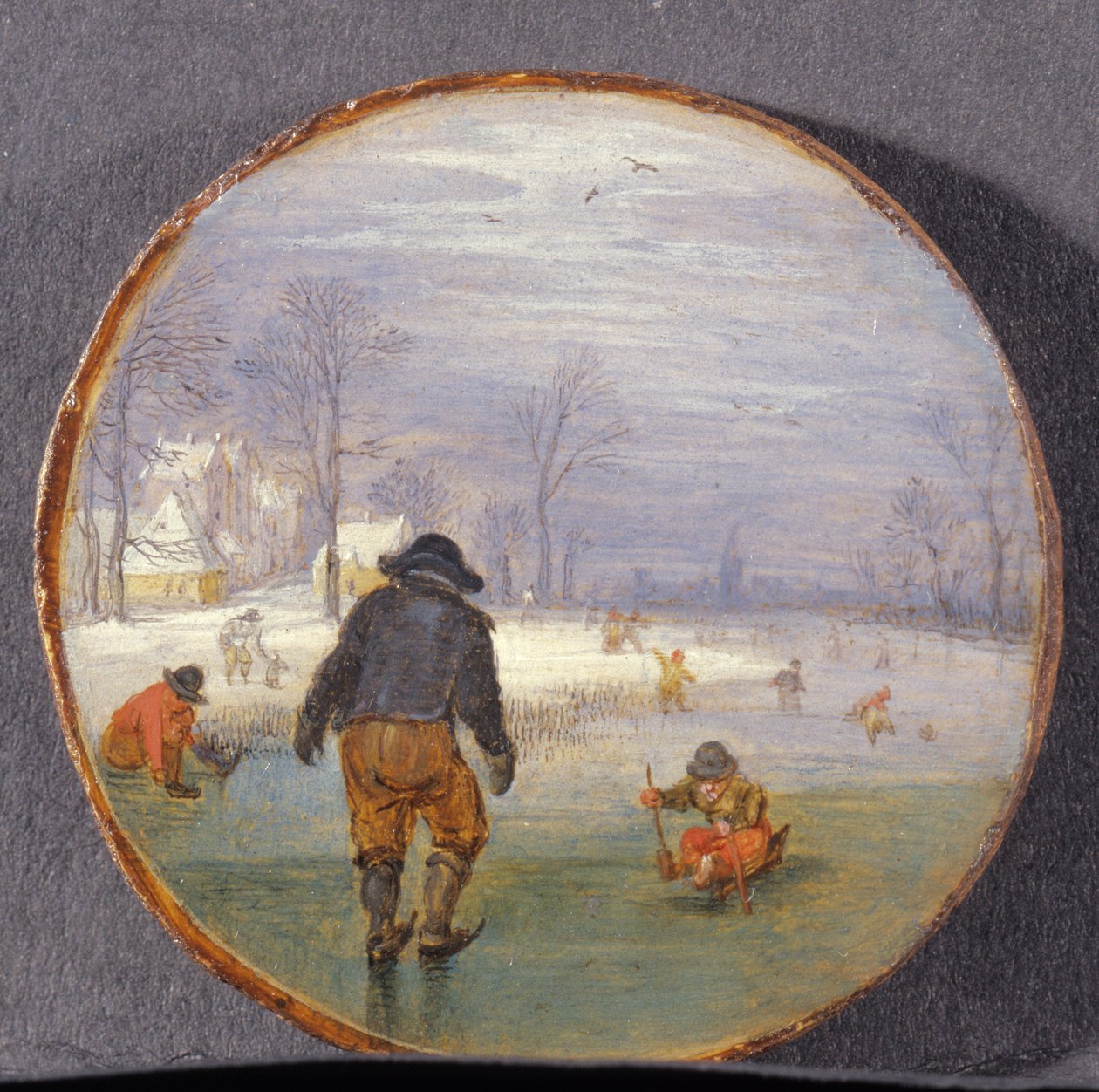Patinadores em uma paisagem (painel) de Adriaen Pietersz van de Venne