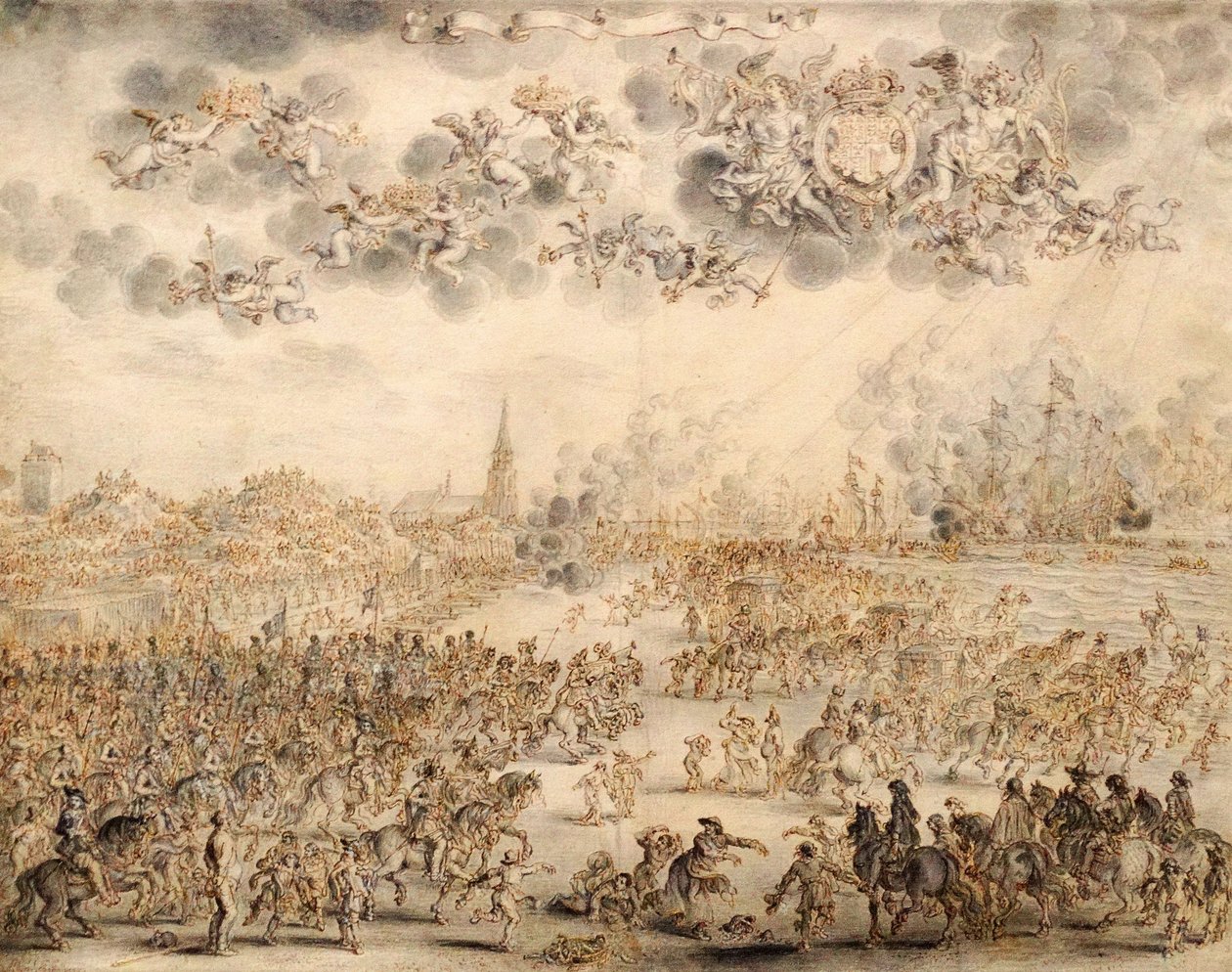 A partida de Charles II de Scheveningen de Adriaen Pietersz van de Venne