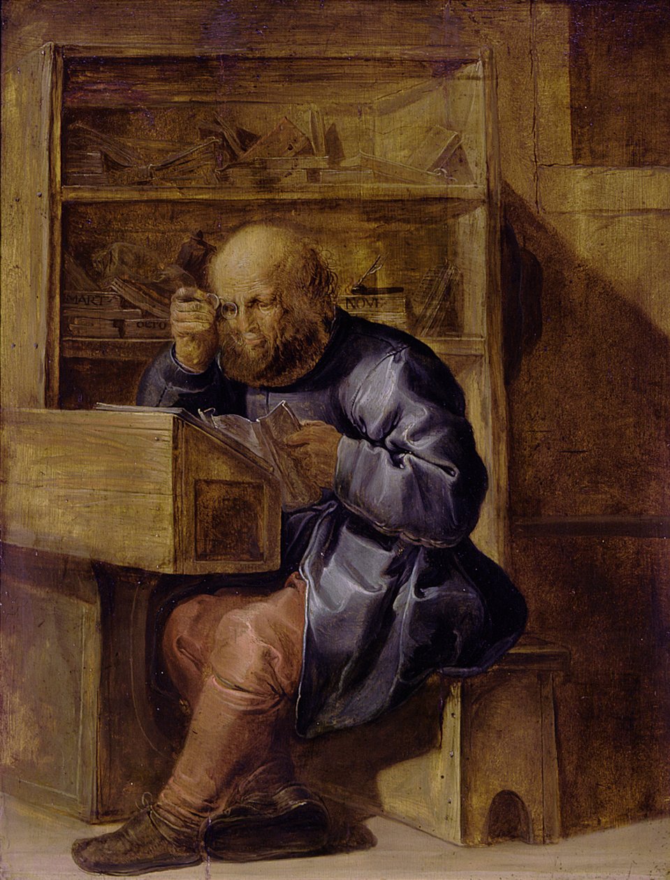 O revisor Cornelis Kiel em ação, primeira metade do séc. de Adriaen Pietersz. van de Venne