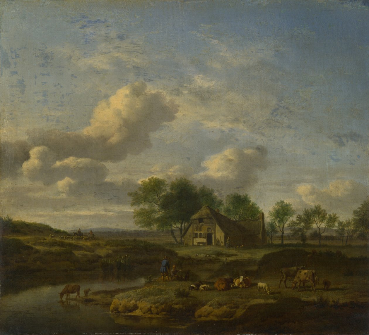Paisagem com uma Fazenda por um Córrego, 1661 de Adriaen Velde van de