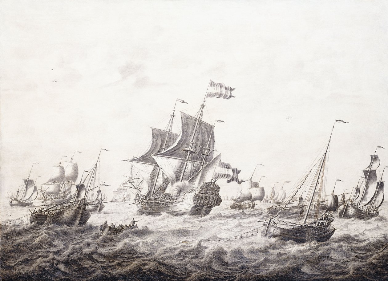Redes de pescadores quebrando homens de guerra, de Adriaen van Salm