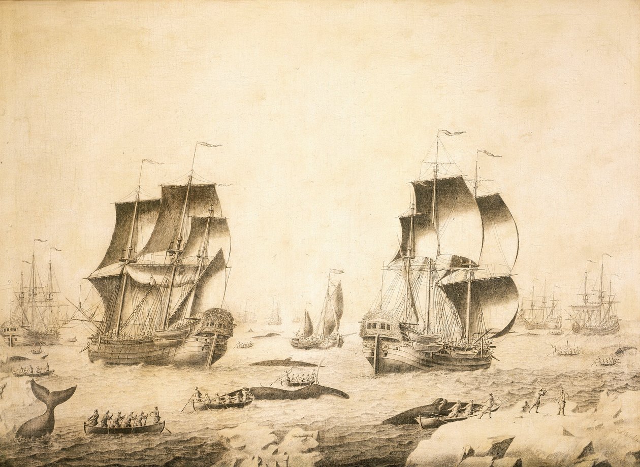 Baleeiros no gelo de Adriaen or Abraham Salm