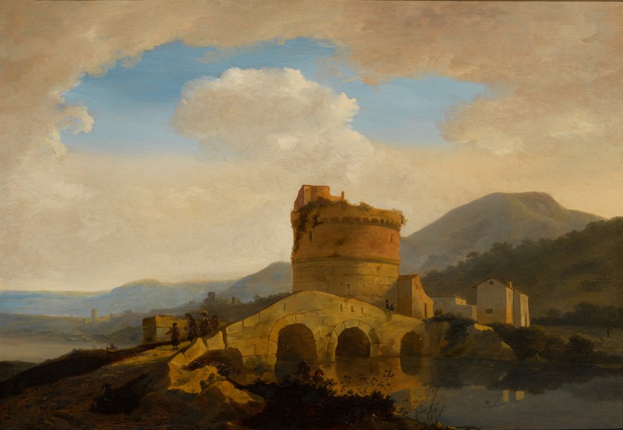 Paisagem perto de Roma, com o túmulo dos Plautii junto ao rio Aniene de Adriaen van Eemont