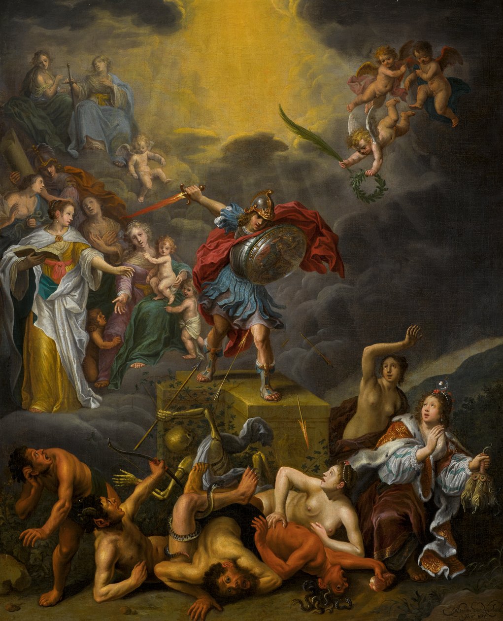 A batalha da virtude contra os vícios de Adriaen van Nieulandt the younger