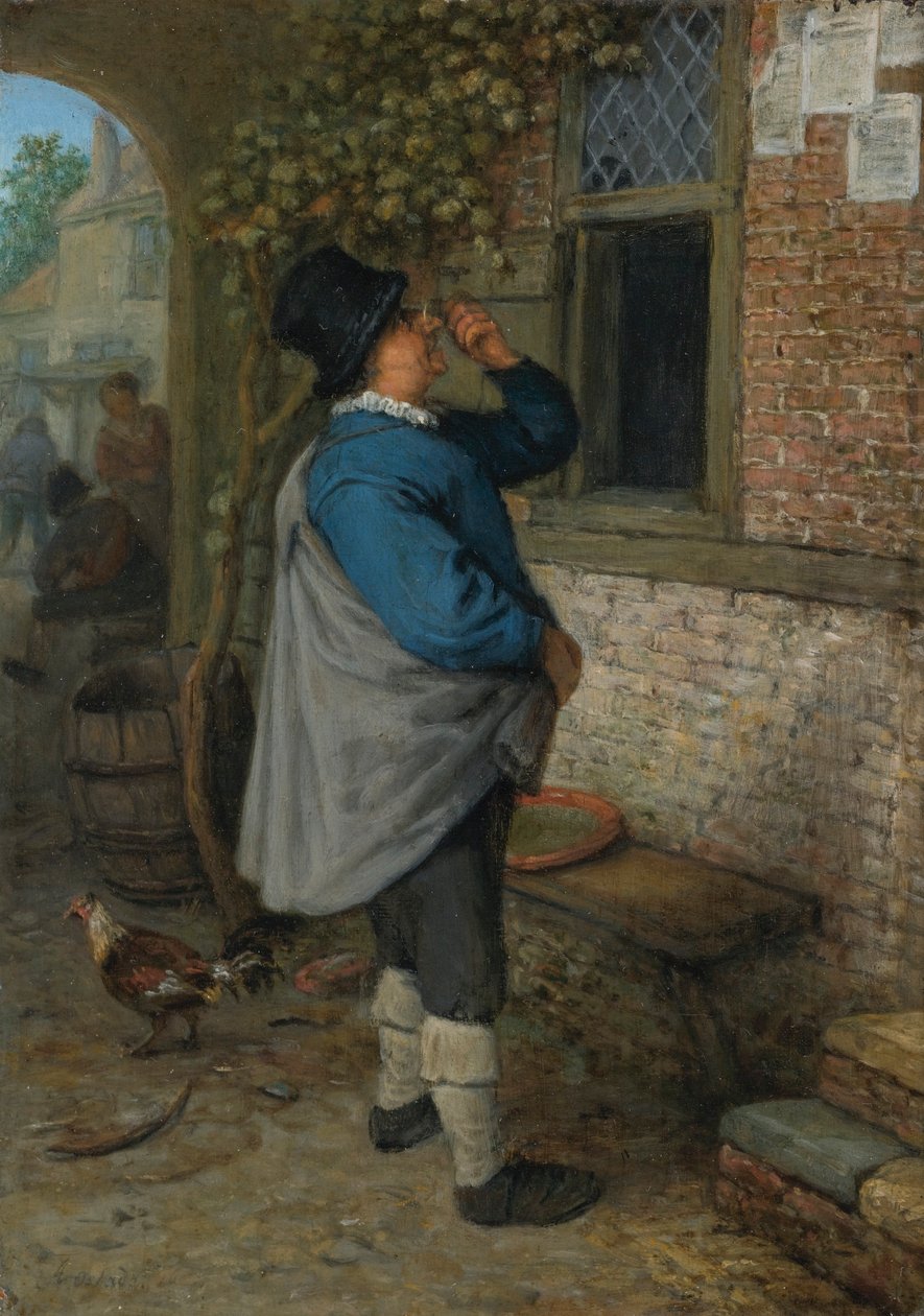 Um homem a ler as notícias (Visão) de Adriaen van Ostade
