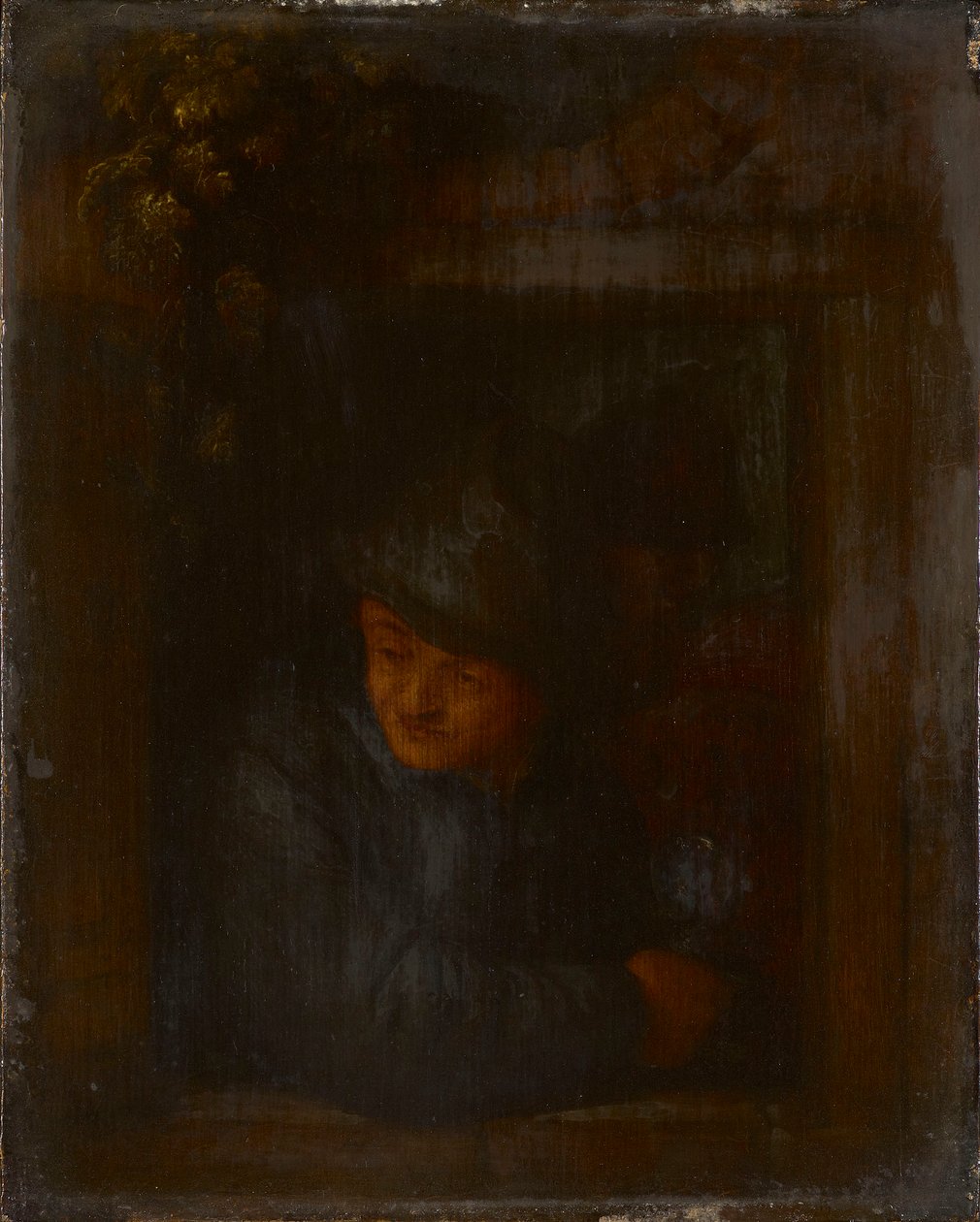 Um camponês apoiado no parapeito de uma janela de Adriaen van Ostade