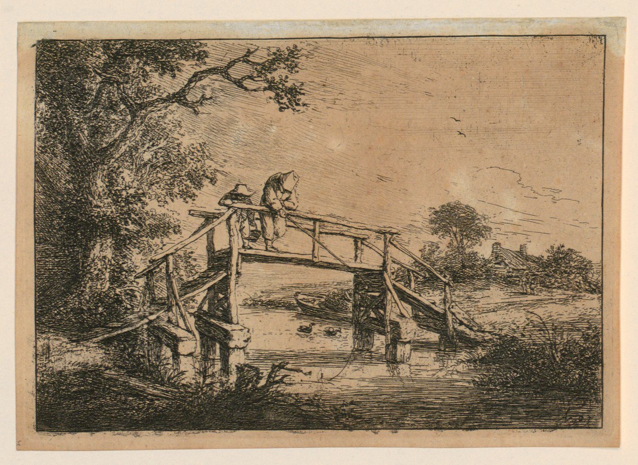 Pescadores na ponte de Adriaen van Ostade