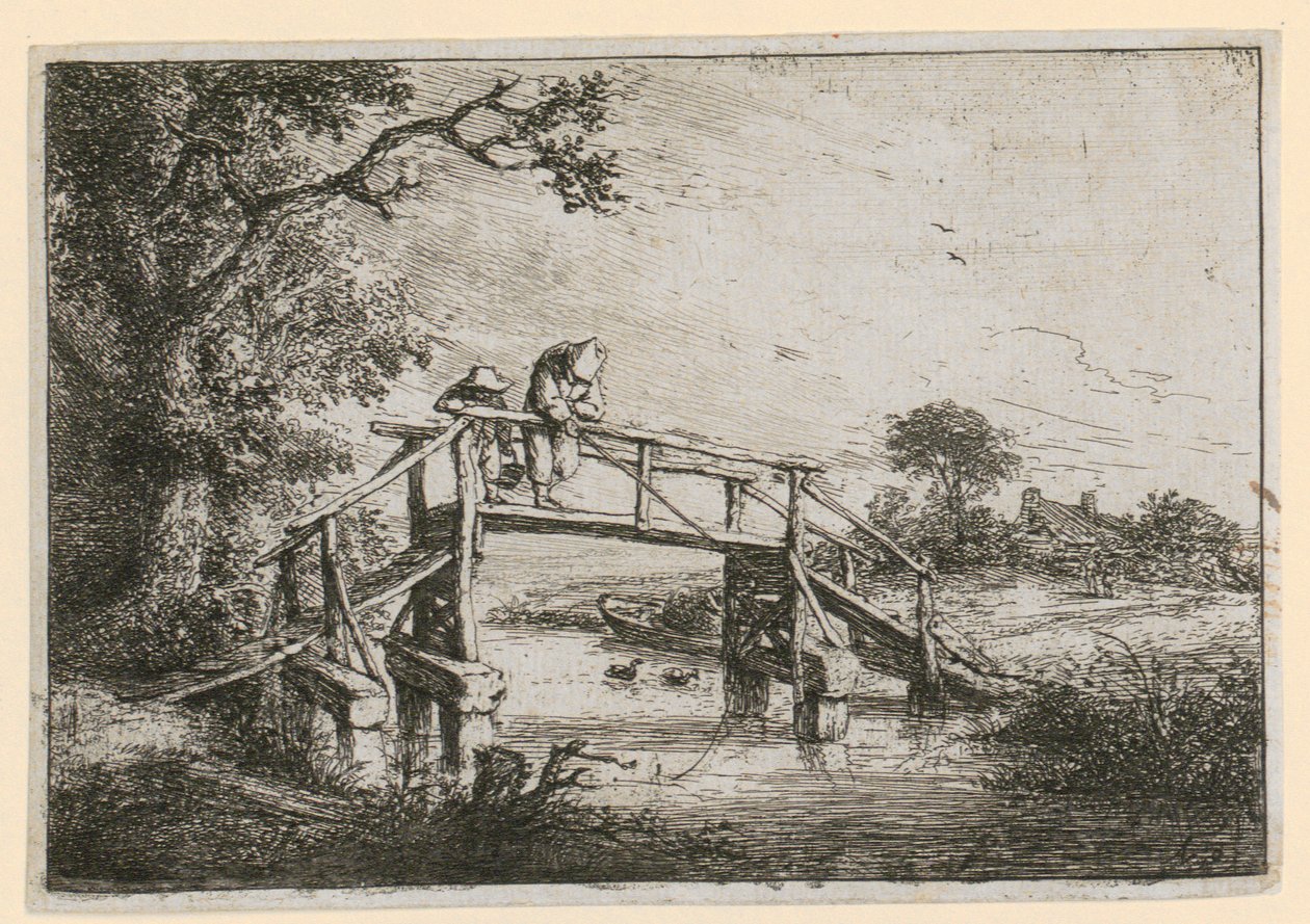 Pescadores na ponte de Adriaen van Ostade