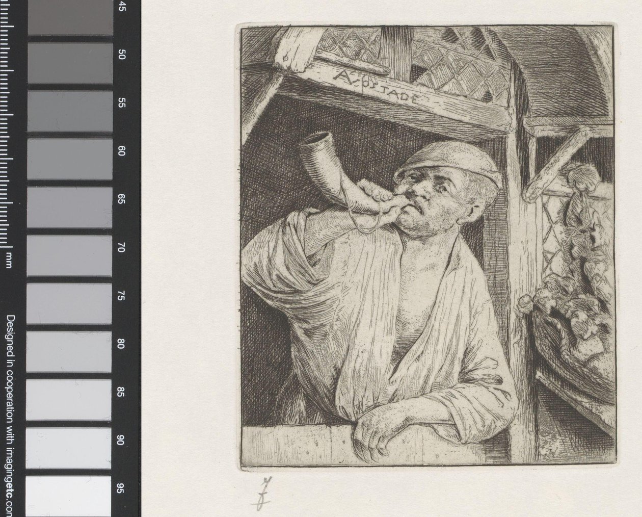 Baker sopra um chifre de Adriaen van Ostade