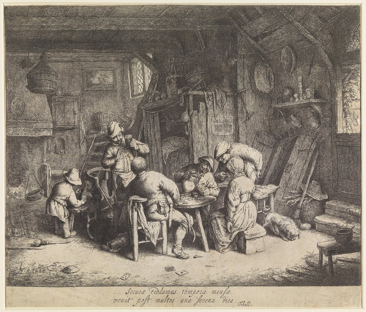 Camponeses a comer numa estalagem de Adriaen van Ostade