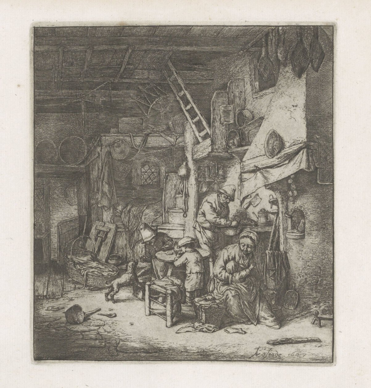 Família camponesa num interior de Adriaen van Ostade