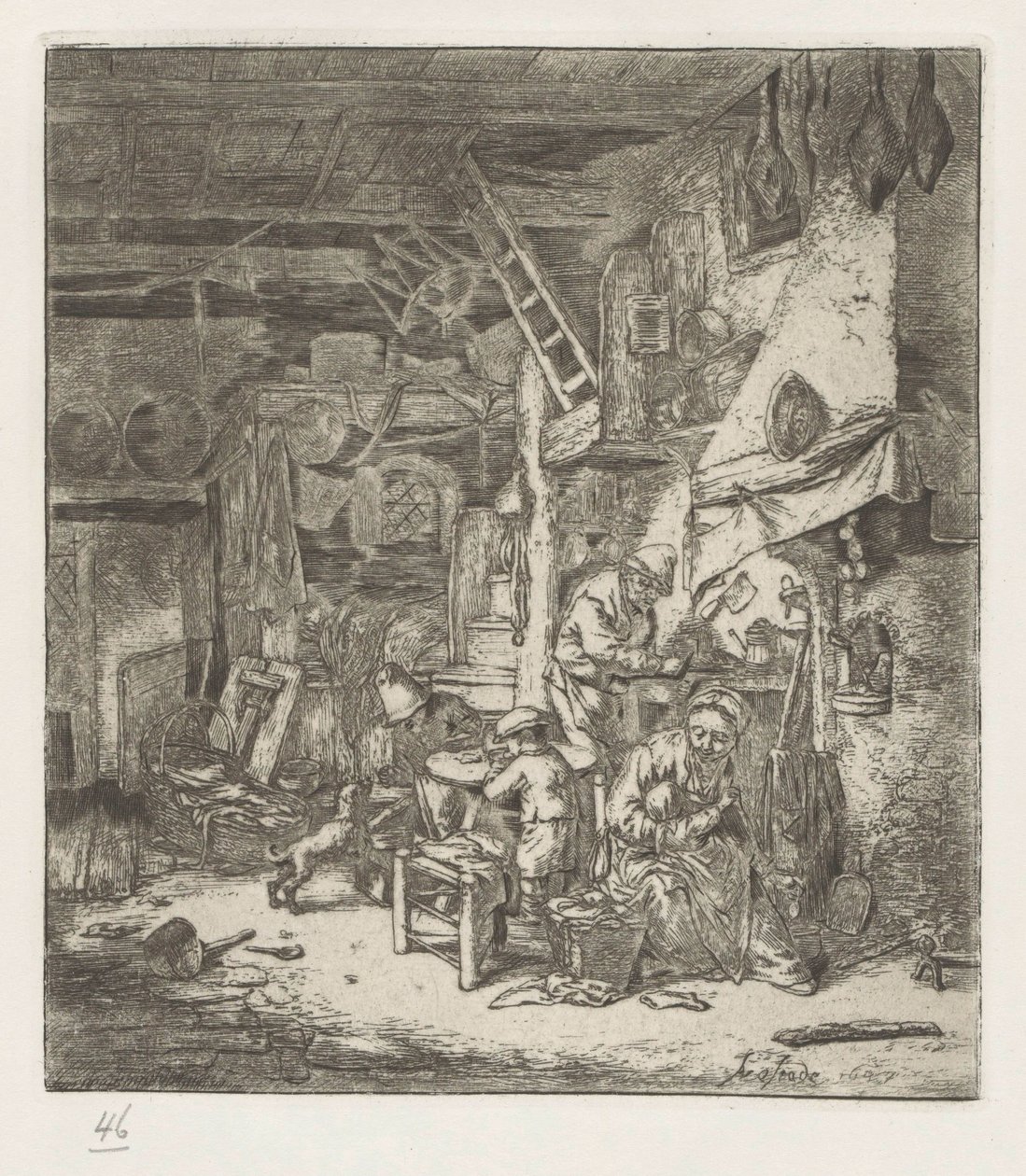 Família de agricultor no interior de Adriaen van Ostade