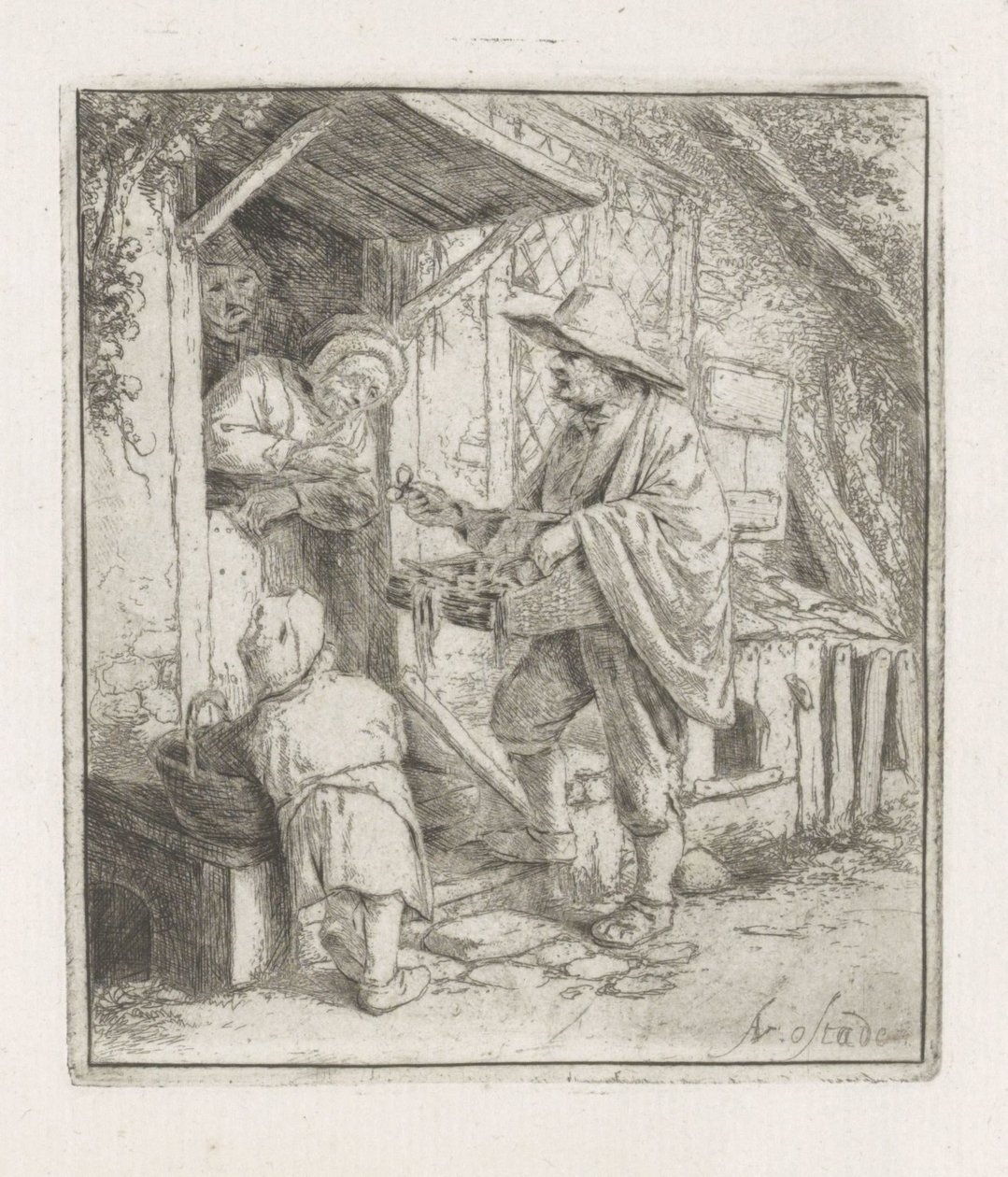 Vendedor de óculos com uma velha de Adriaen van Ostade