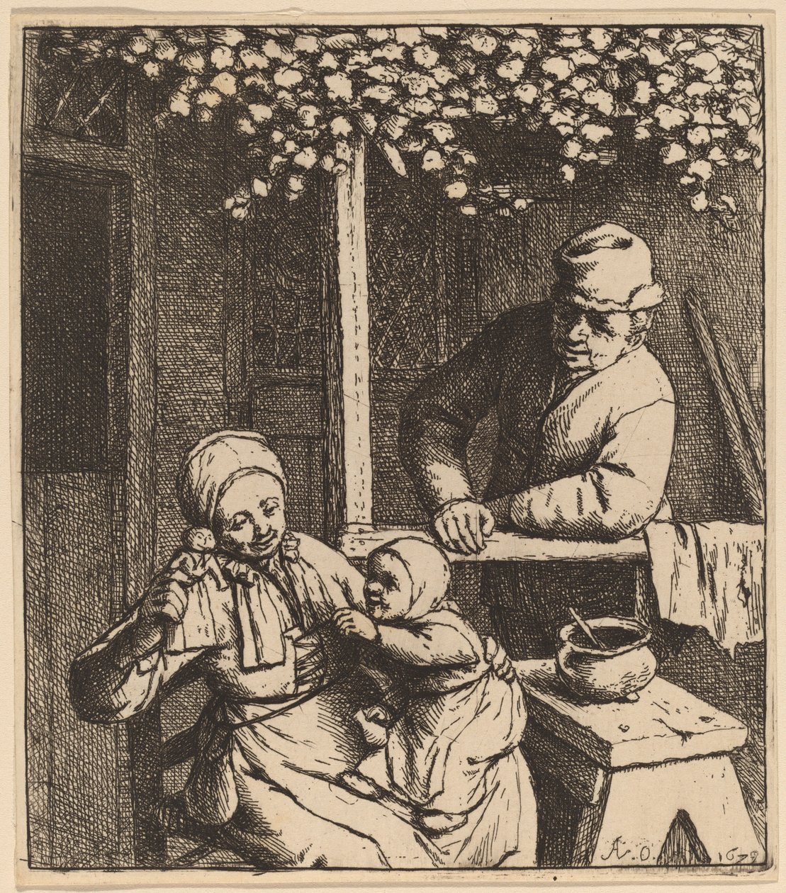 Criança pegando uma boneca de Adriaen van Ostade