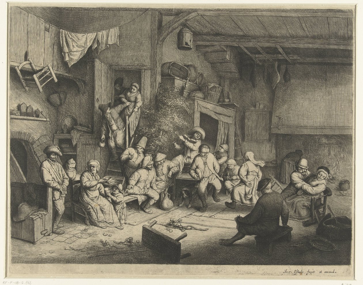 Dança na pousada de Adriaen van Ostade