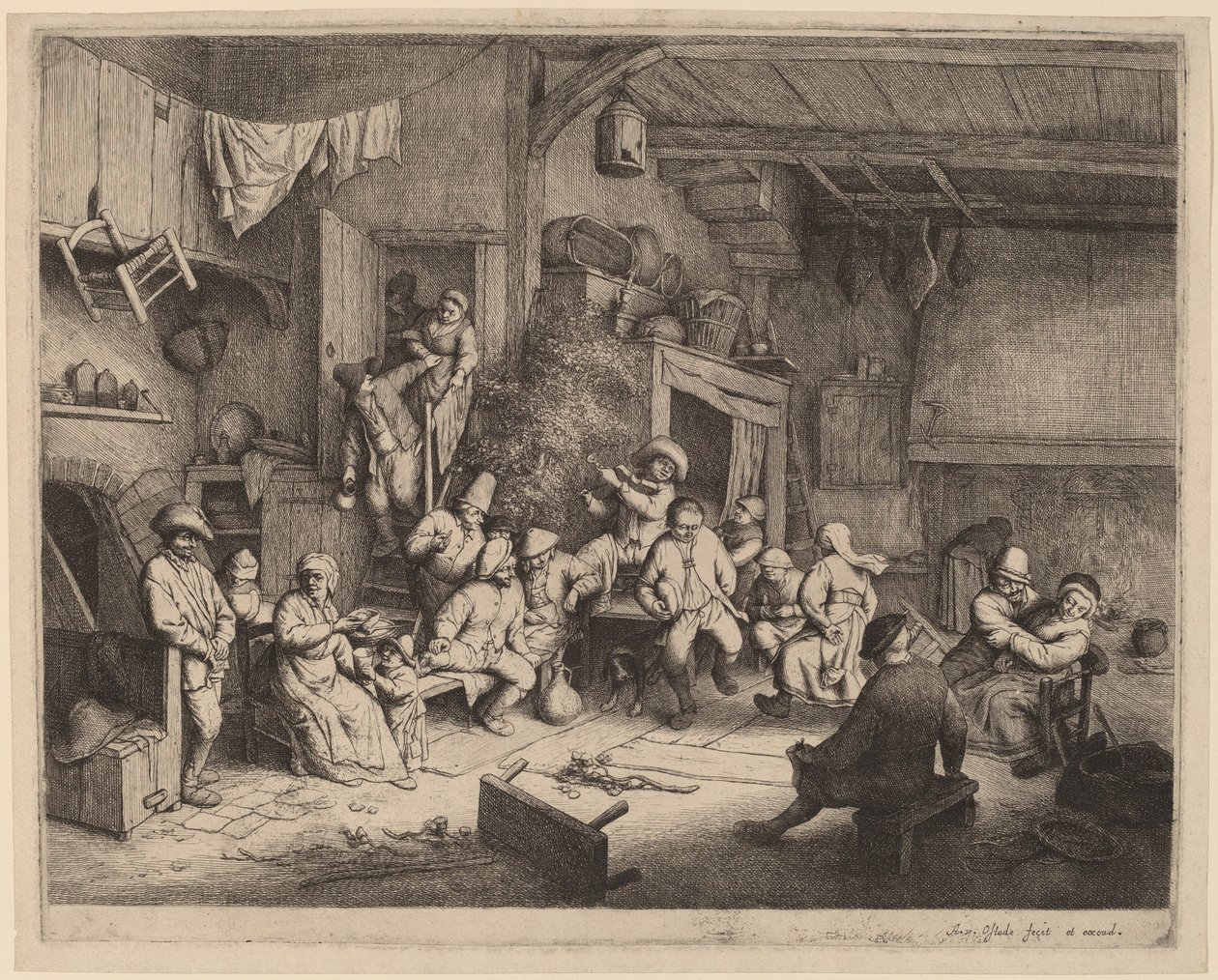 Dançar em uma taverna de Adriaen van Ostade