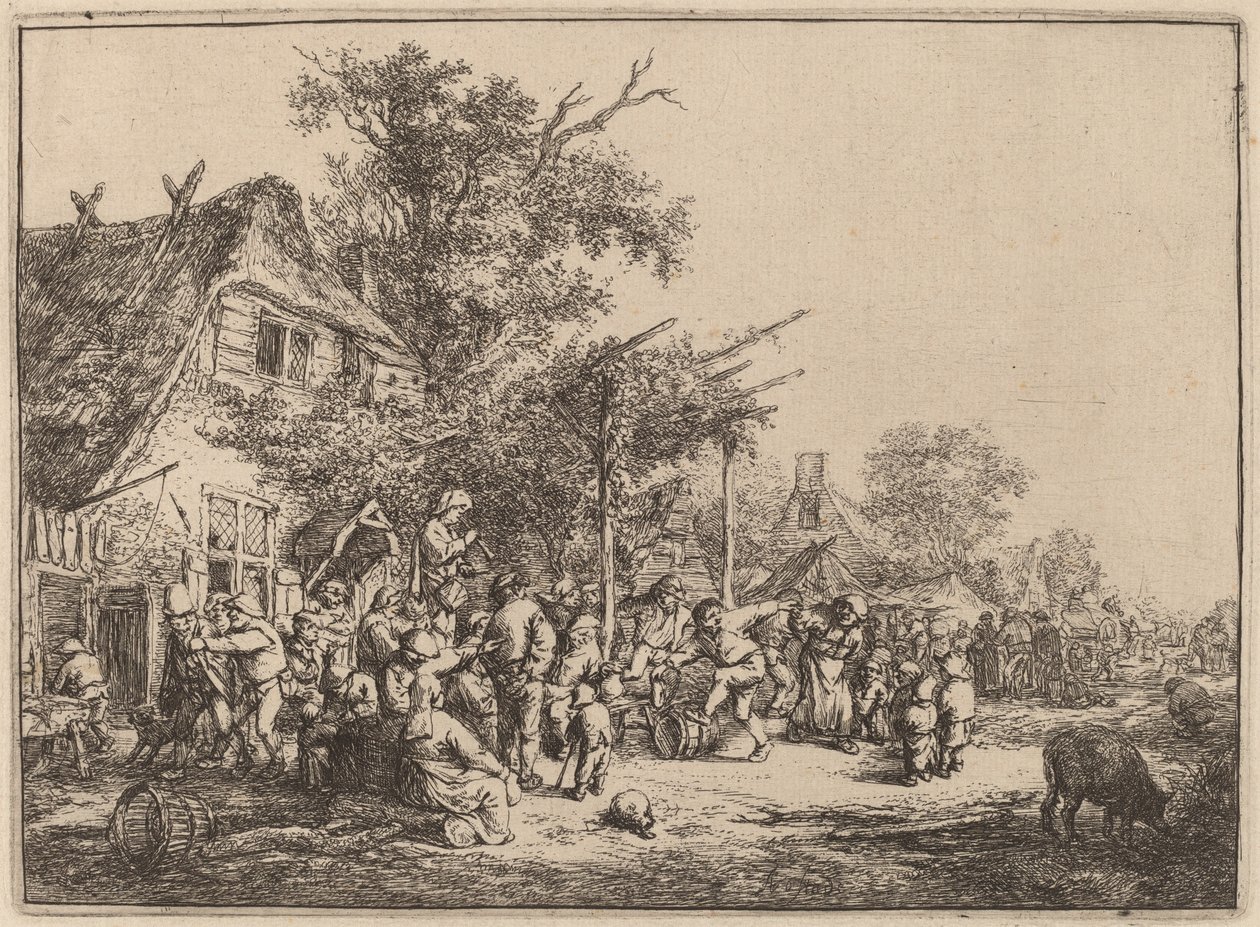 Dança sob a treliça de Adriaen van Ostade