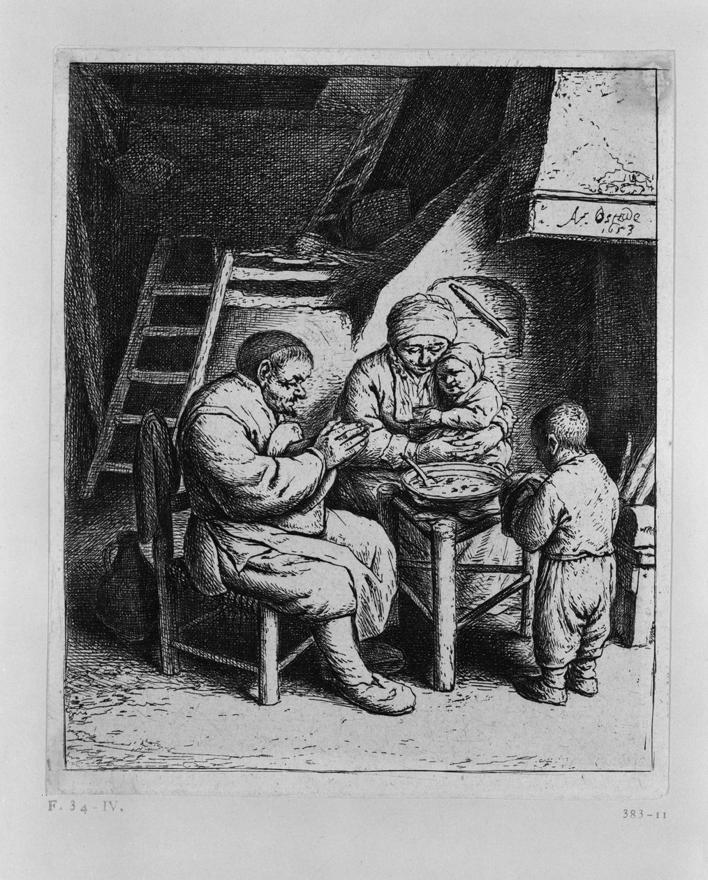 A oração antes da refeição de Adriaen van Ostade