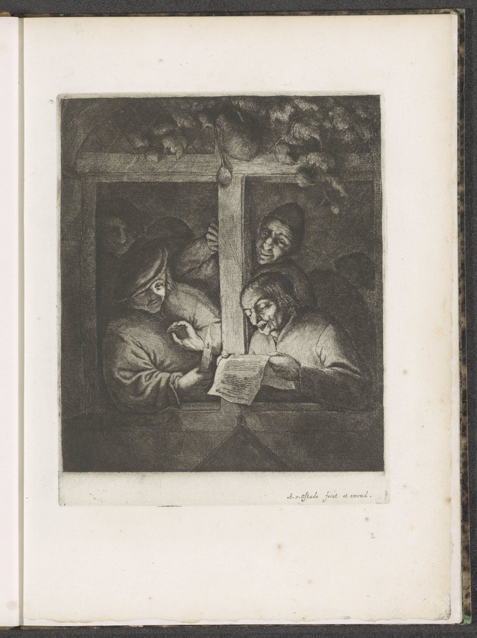 Três cantores numa janela aberta à luz de velas de Adriaen van Ostade