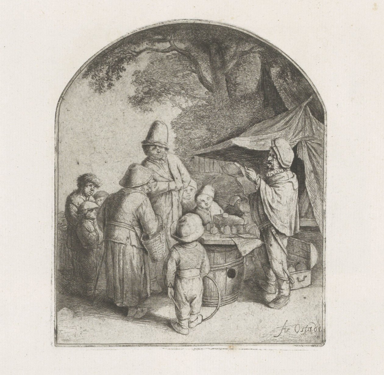 Figuras na barraca de um charlatão de Adriaen van Ostade