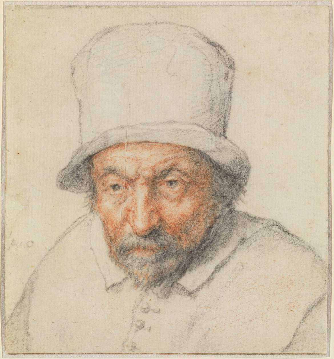 Cabeça de um homem barbudo com chapéu de Adriaen van Ostade