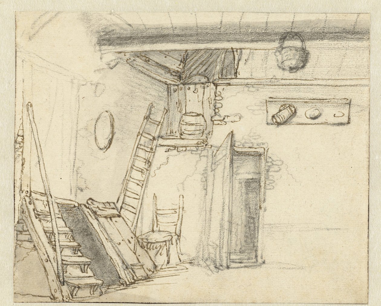 Canto do interior de um celeiro de Adriaen van Ostade