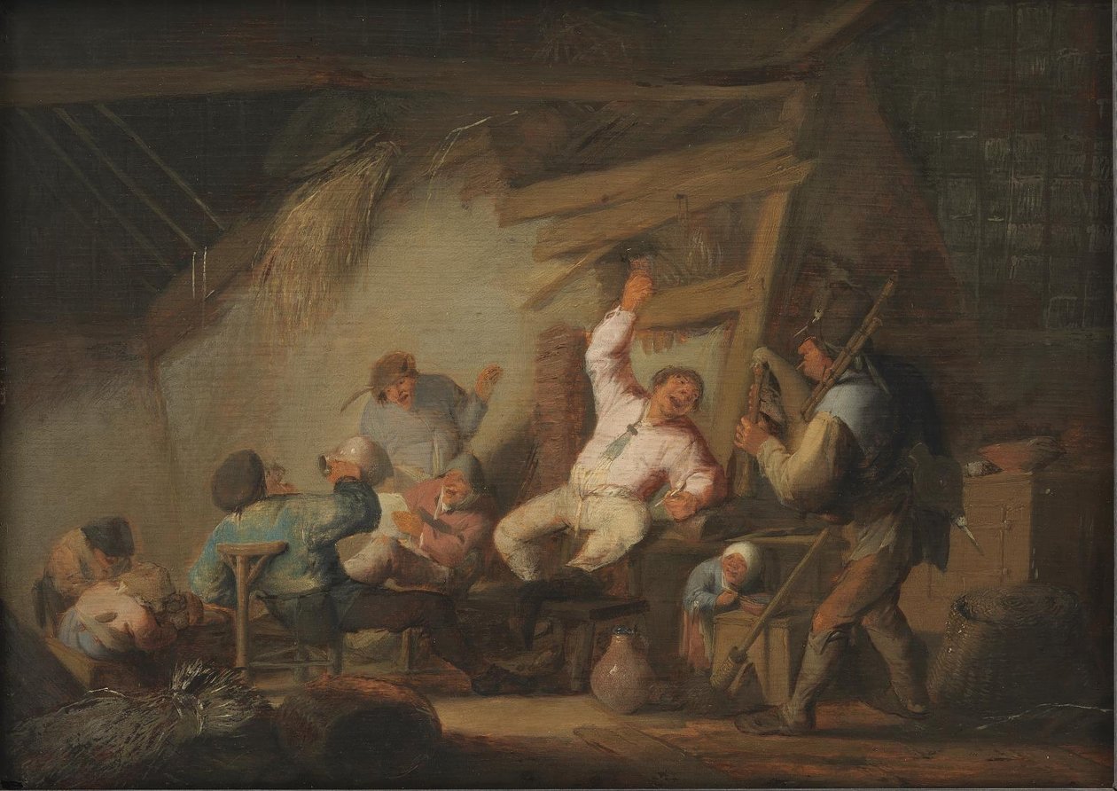 Fazendo a alegria em uma casa de fazenda de Adriaen van Ostade