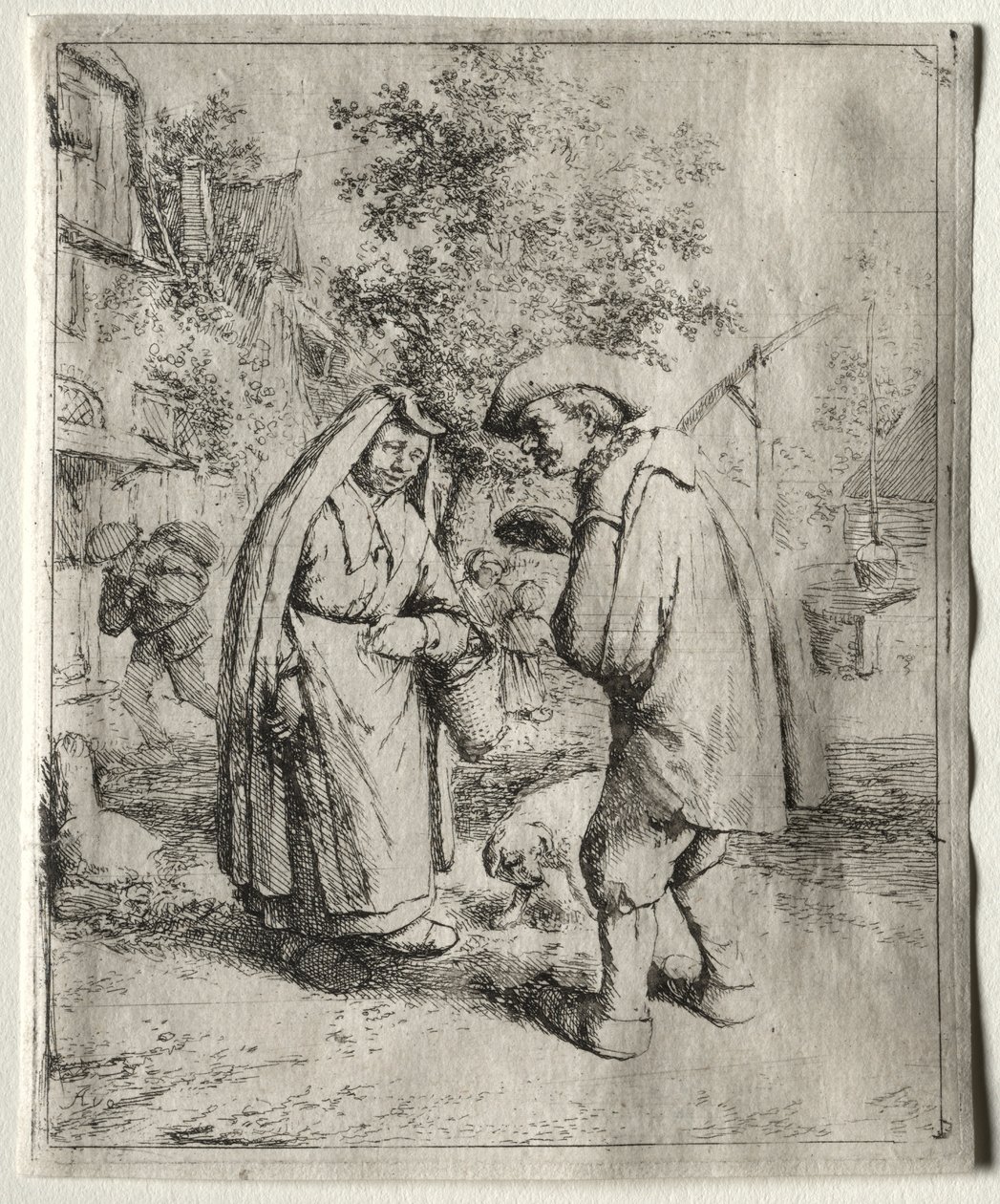 Homem conversando com uma mulher de Adriaen van Ostade