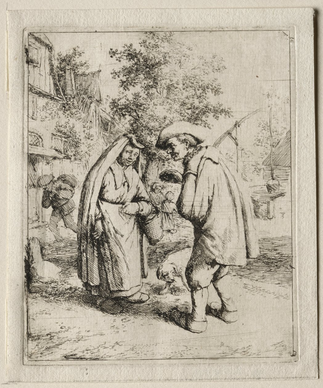 Homem conversando com uma mulher de Adriaen van Ostade