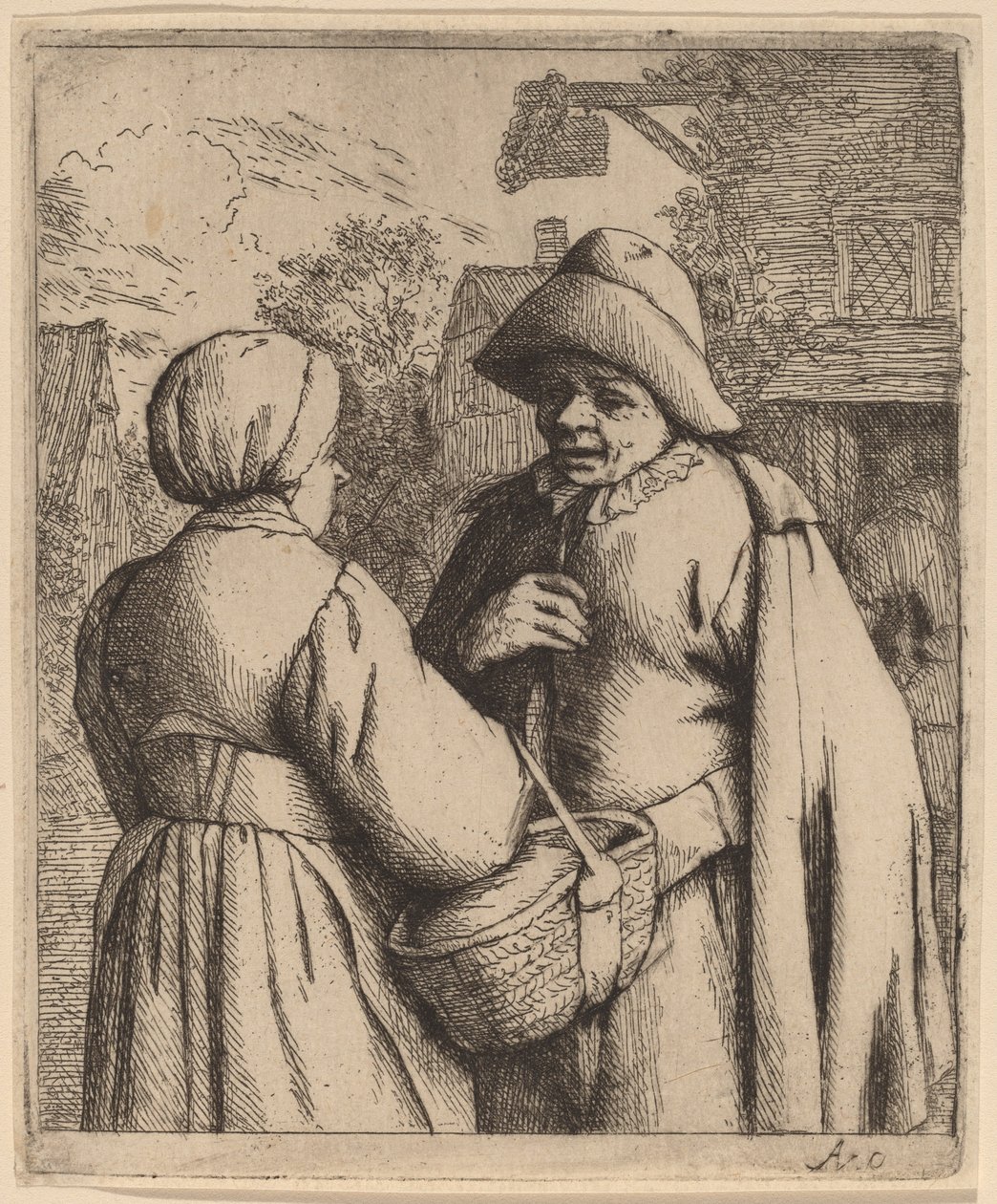 Homem e mulher conversando de Adriaen van Ostade