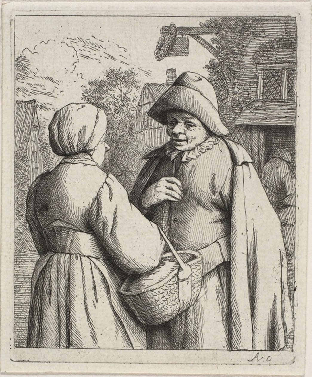 Homem e mulher conversando de Adriaen van Ostade