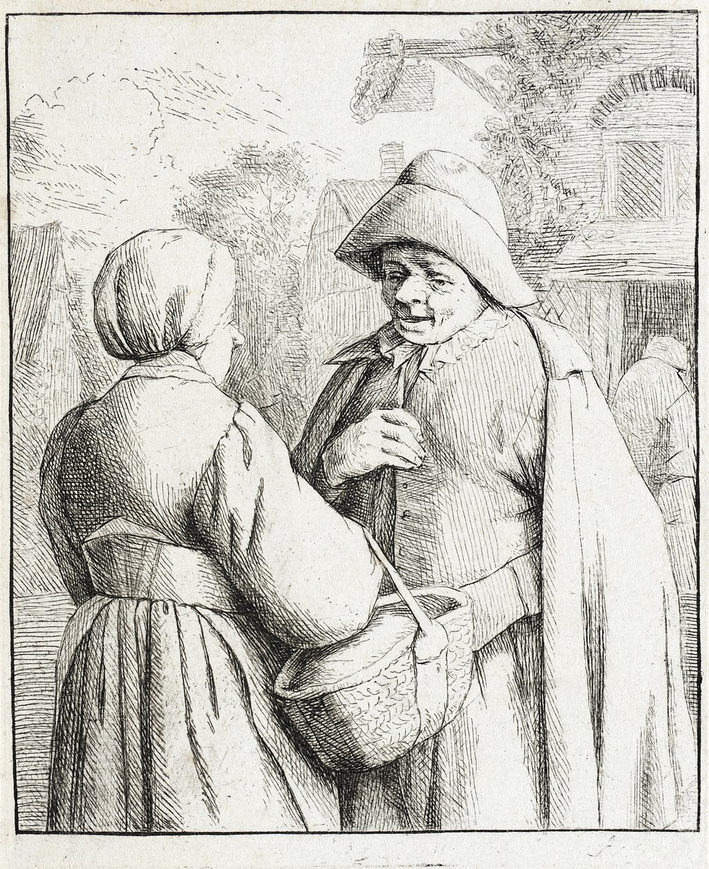 Homem e mulher em conversa de Adriaen van Ostade
