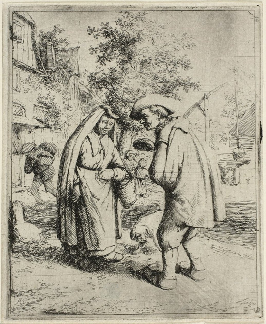 Homem e mulher conversando de Adriaen van Ostade